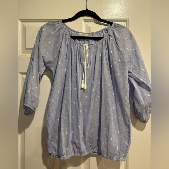 J. Crew Tops - J.Crew peasant embroidered blouse top cotton sz XS‎ /S cottagecore boho
